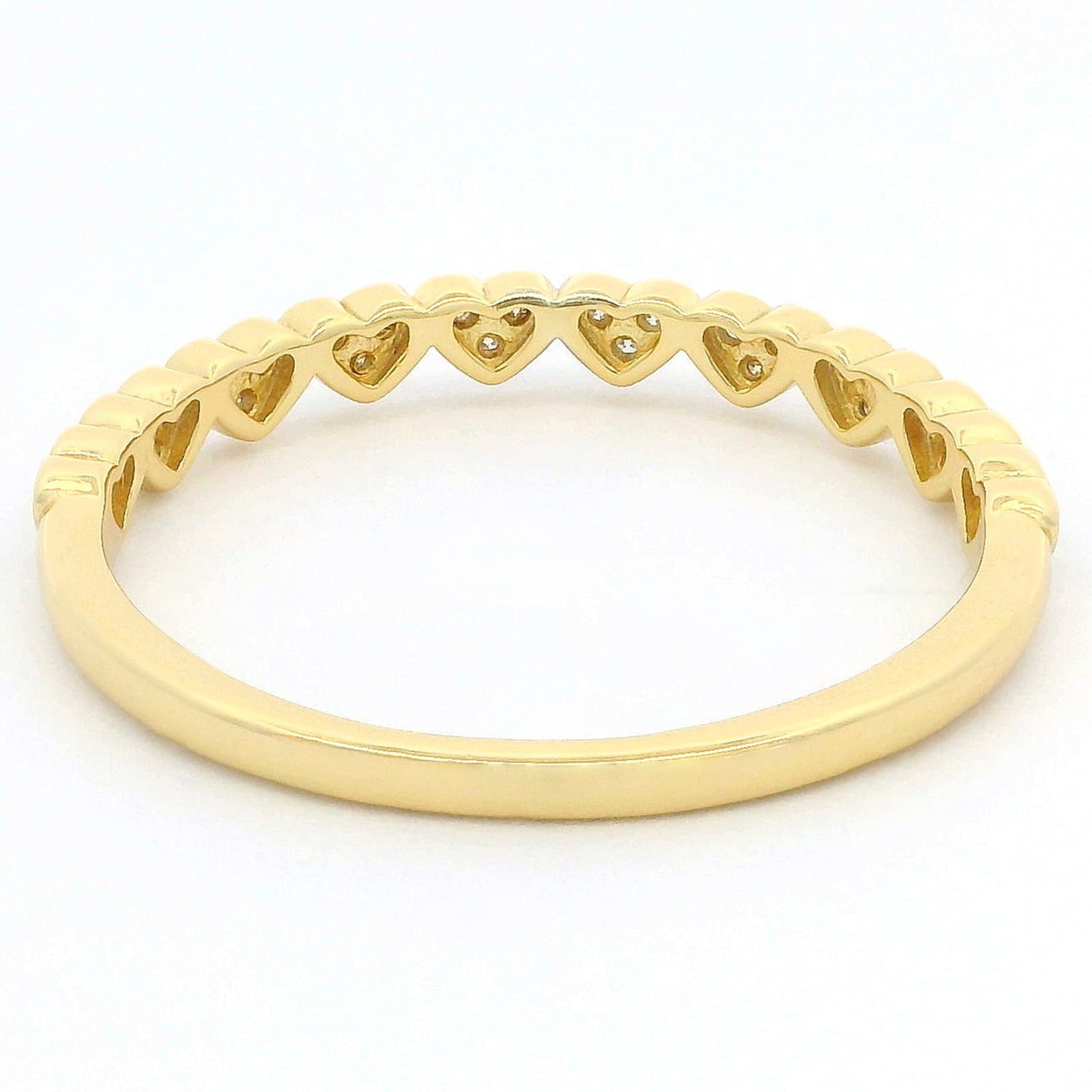 Moissanite Heart Half Eternity Ring | 18K Gold Slimline Dazzle