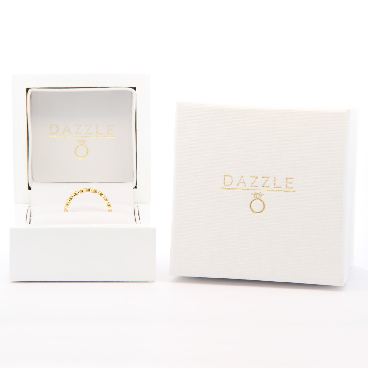 Moissanite Heart Half Eternity Ring | 18K Gold Slimline Dazzle