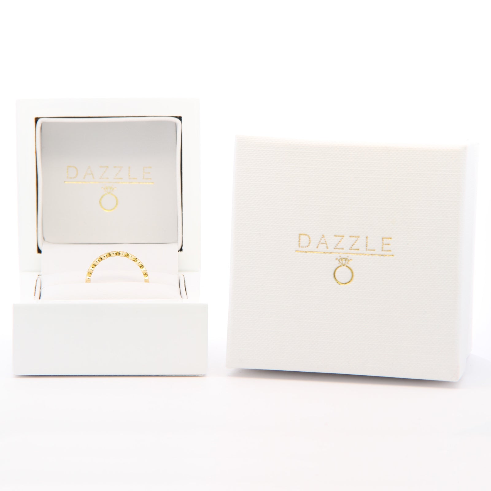 Moissanite Heart Half Eternity Ring | 18K Gold Slimline Dazzle