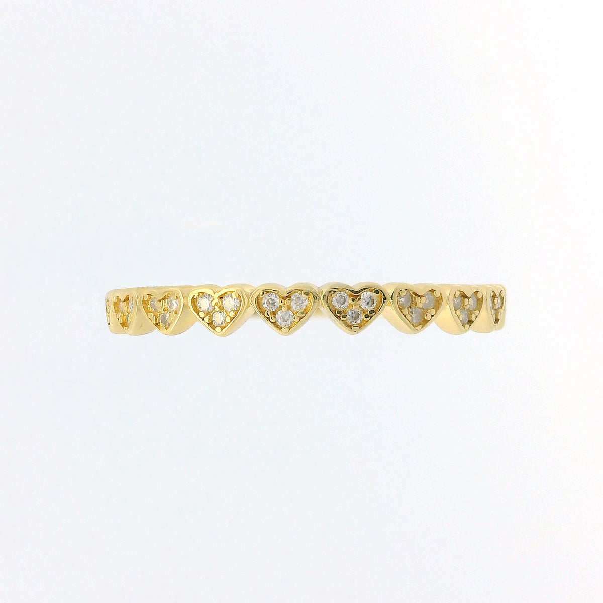 Gold Heart Moissanite Half Eternity Slimline Dazzle Ring