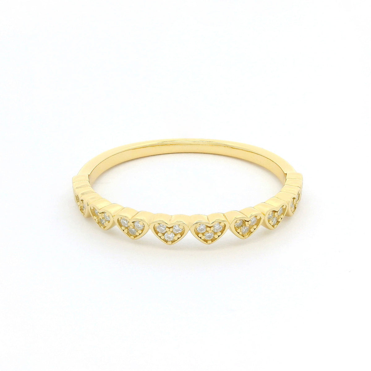 Gold Heart Moissanite Half Eternity Slimline Dazzle Ring