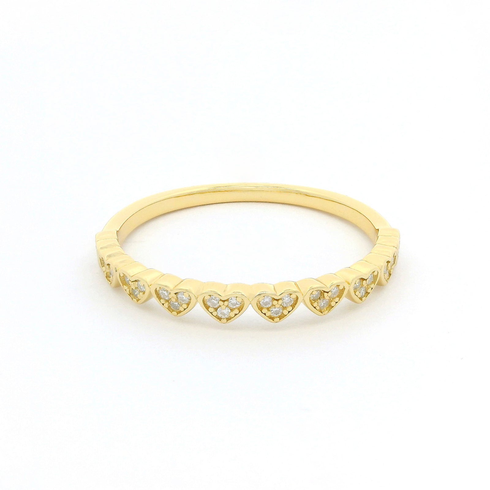 Gold Heart Moissanite Half Eternity Slimline Dazzle Ring