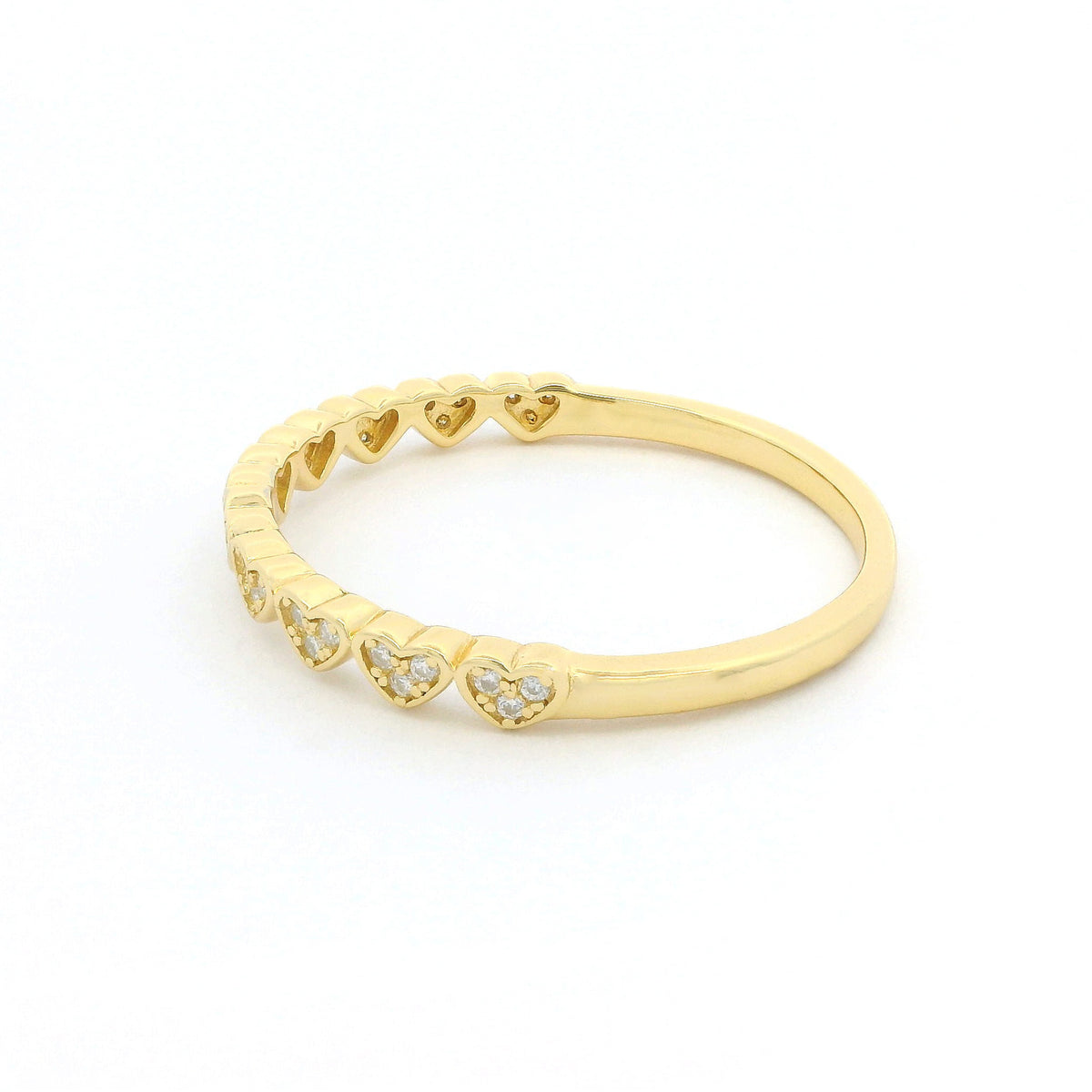 Gold Heart Moissanite Half Eternity Slimline Dazzle Ring
