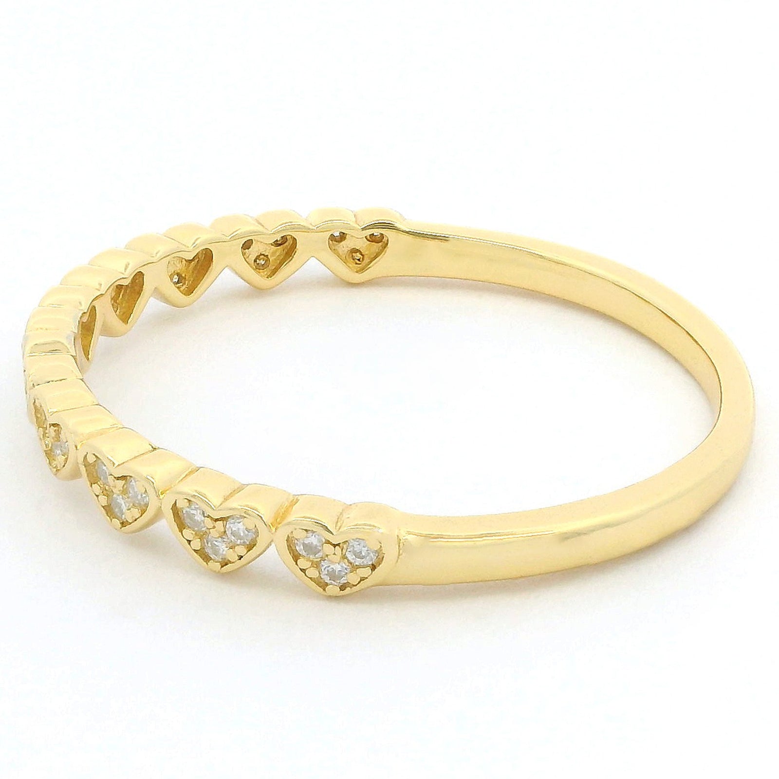 Moissanite Heart Half Eternity Ring | 18K Gold Slimline Dazzle