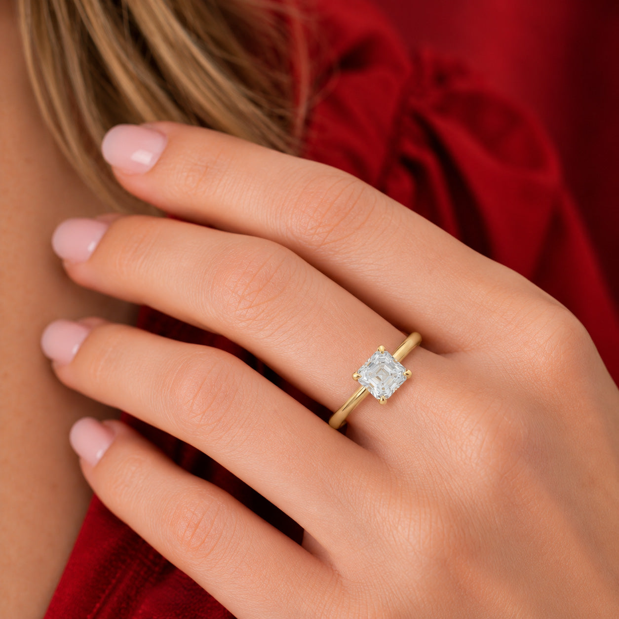 1ct Princess Cut Moissanite Engagement Ring | 18K Gold Classic Dazzle Ring