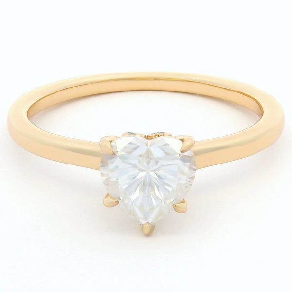 1ct Heart Moissanite Engagement Ring | 18K Gold Classic Dazzle Ring