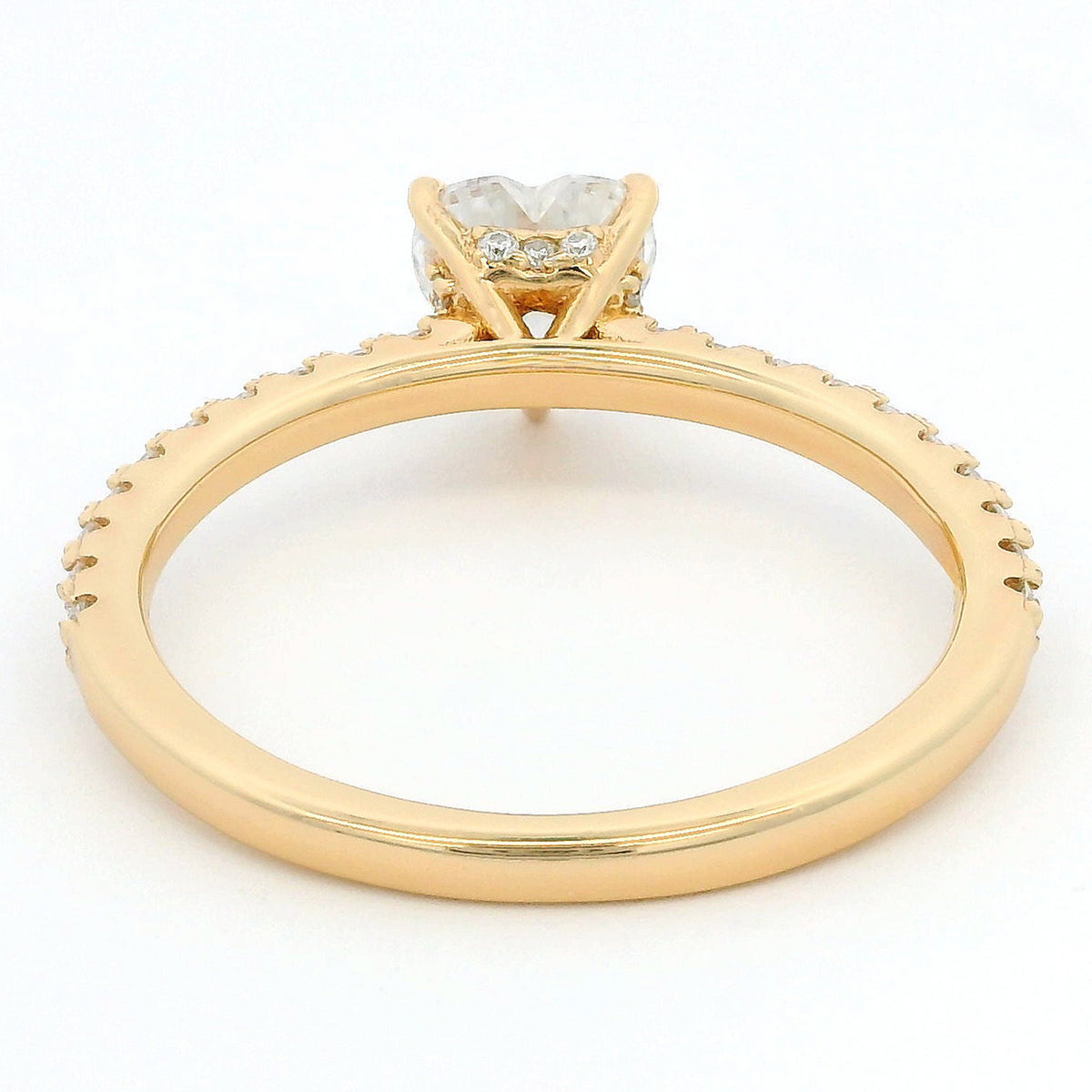 1ct Heart Moissanite Engagement Ring | 18K Gold Side Stone Dazzle Ring