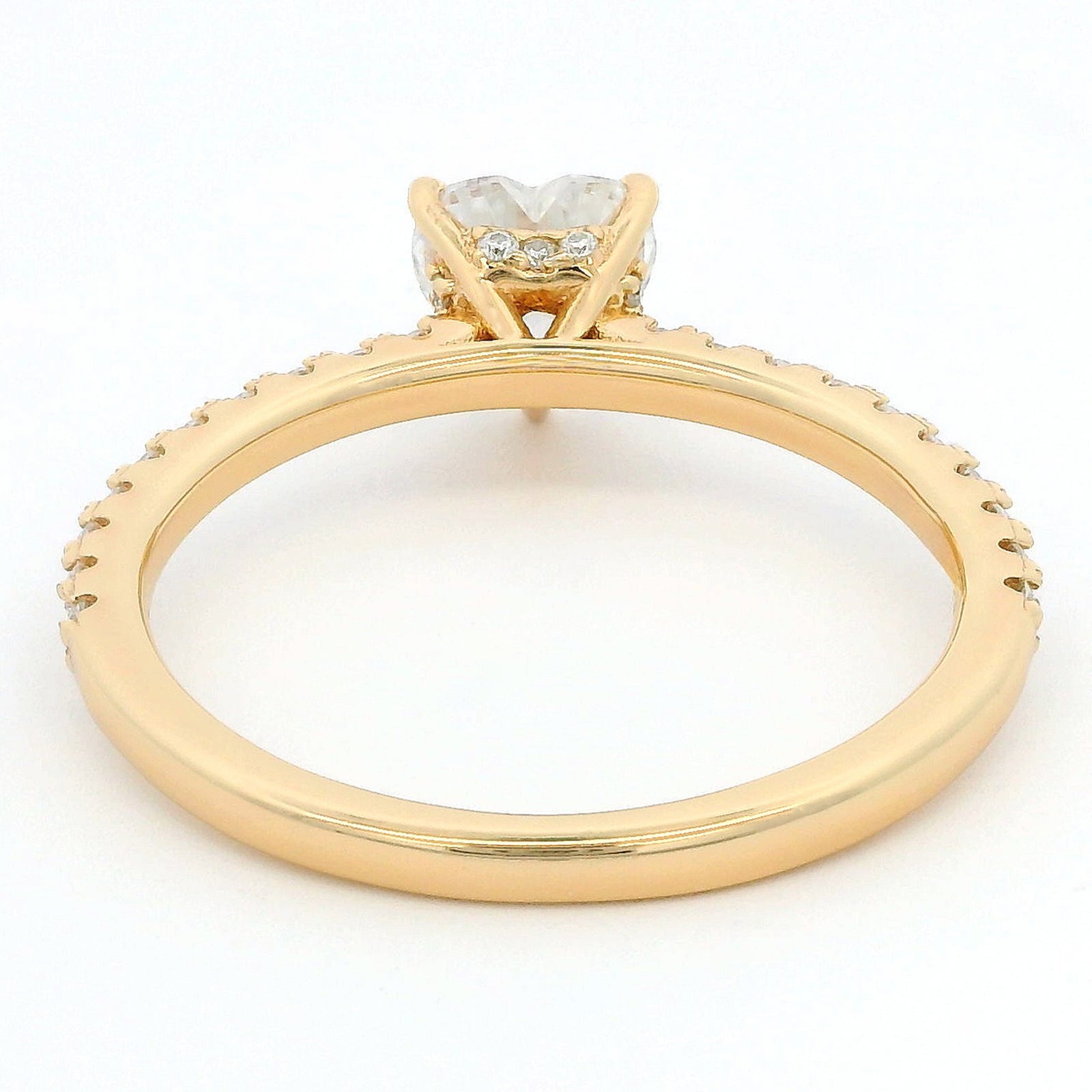 1ct Heart Moissanite Engagement Ring | 18K Gold Side Stone Dazzle Ring