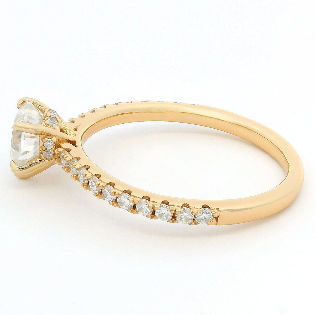 1ct Heart Moissanite Engagement Ring | 18K Gold Side Stone Dazzle Ring