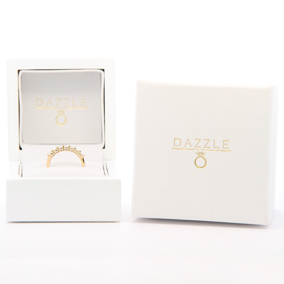 1ct Round Moissanite Half Eternity Ring | 18K Gold Dazzle Ring