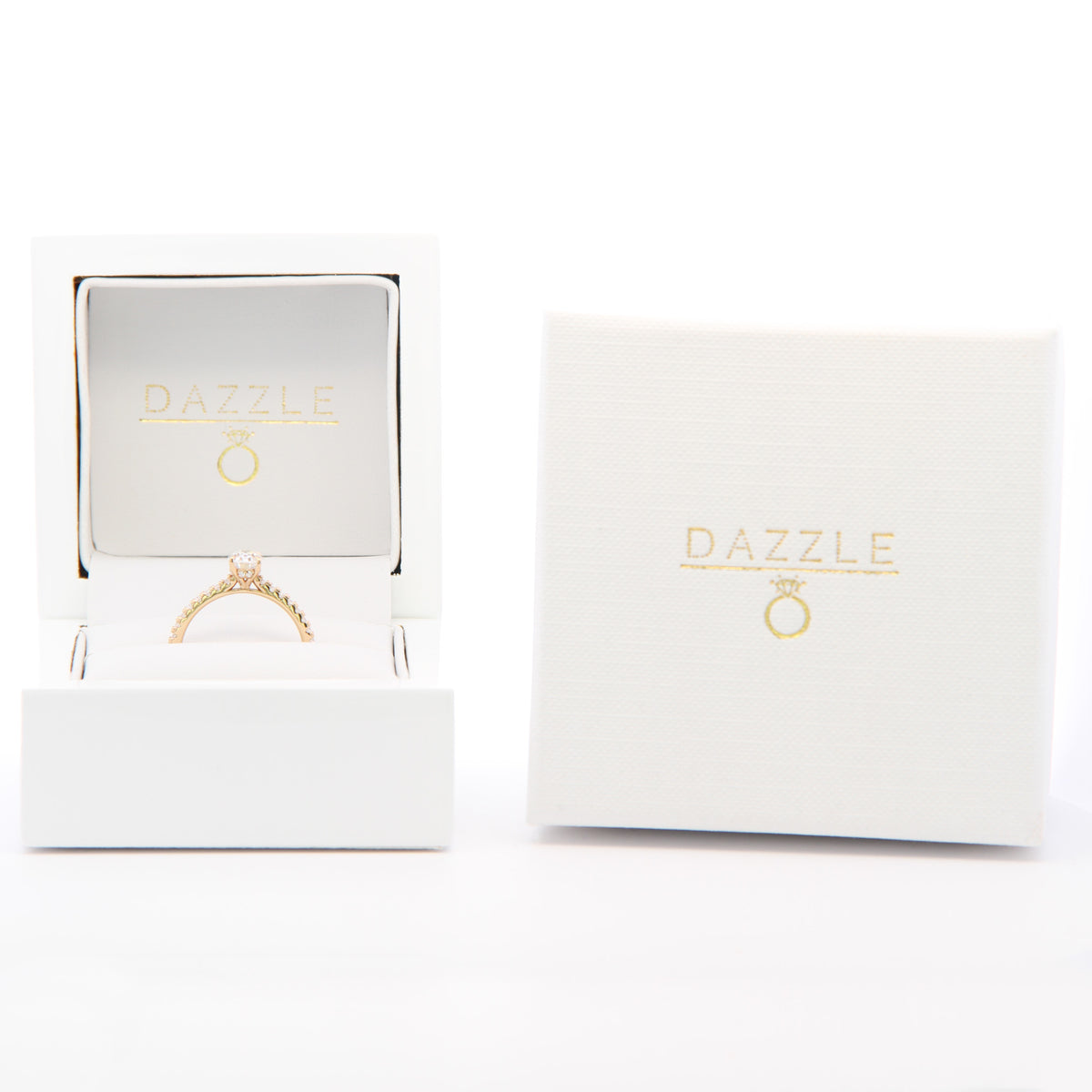 1ct Oval Moissanite Engagement Ring | 18K Gold Side Stone Dazzle Ring