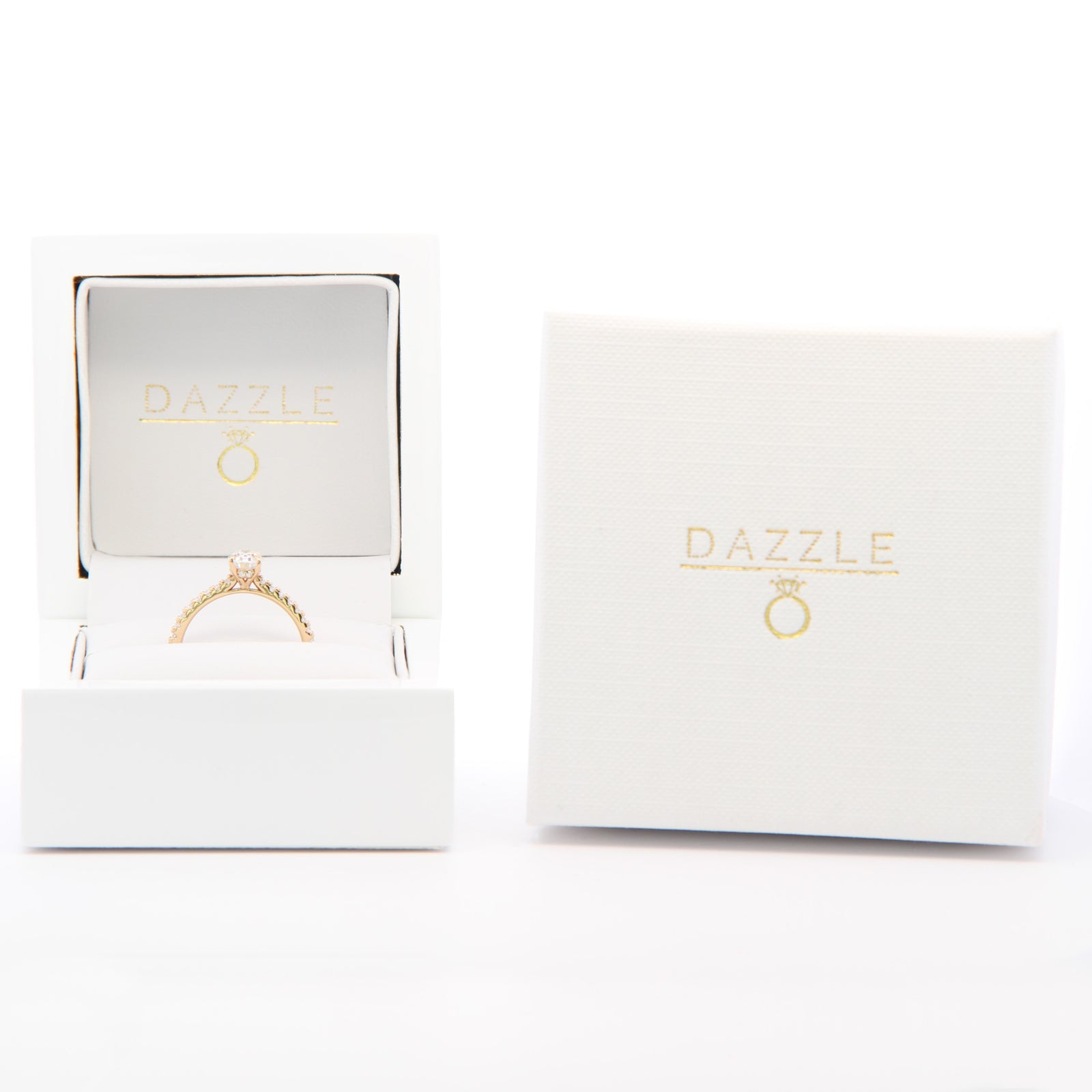 1ct Oval Moissanite Engagement Ring | 18K Gold Side Stone Dazzle Ring
