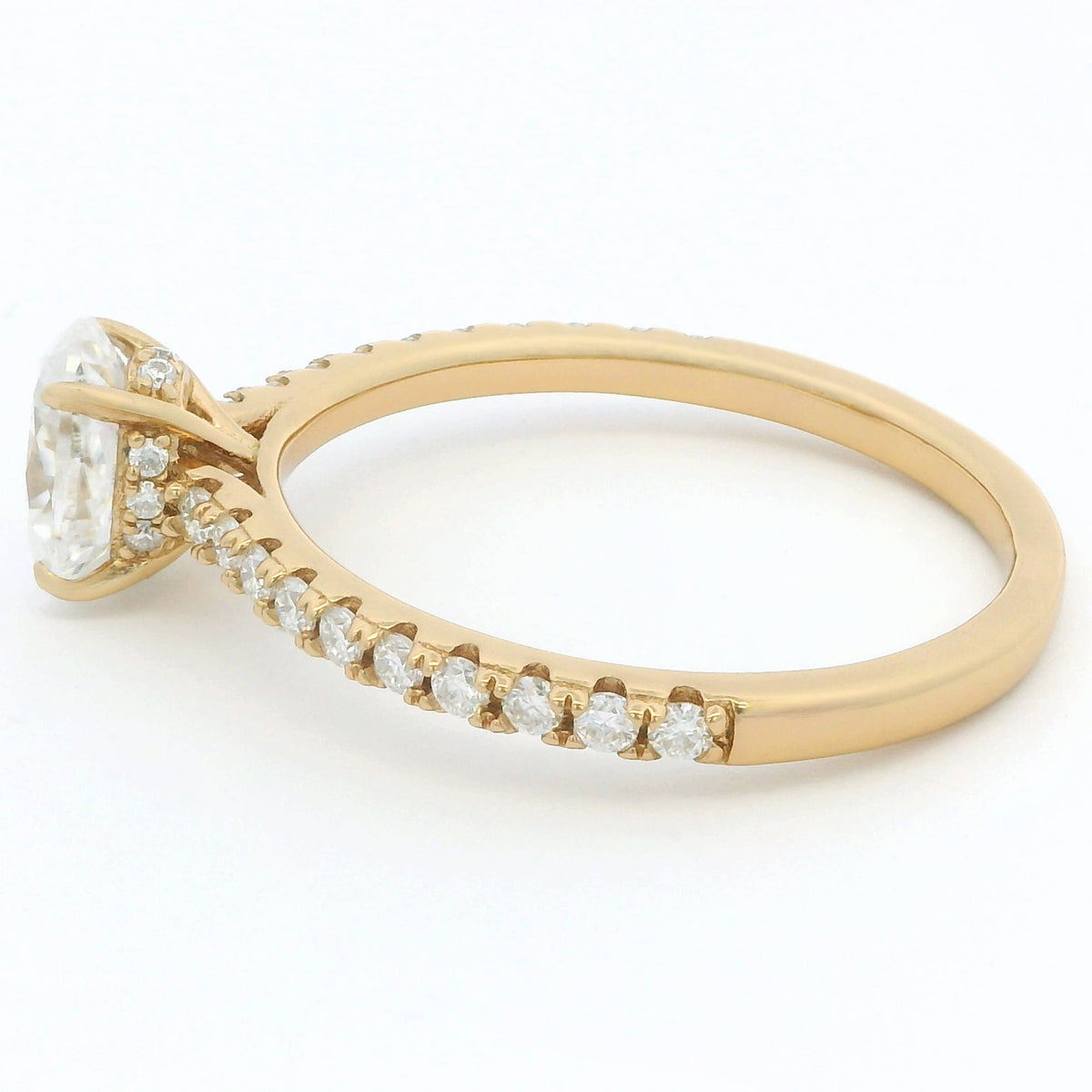 1ct Oval Moissanite Engagement Ring | 18K Gold Side Stone Dazzle Ring