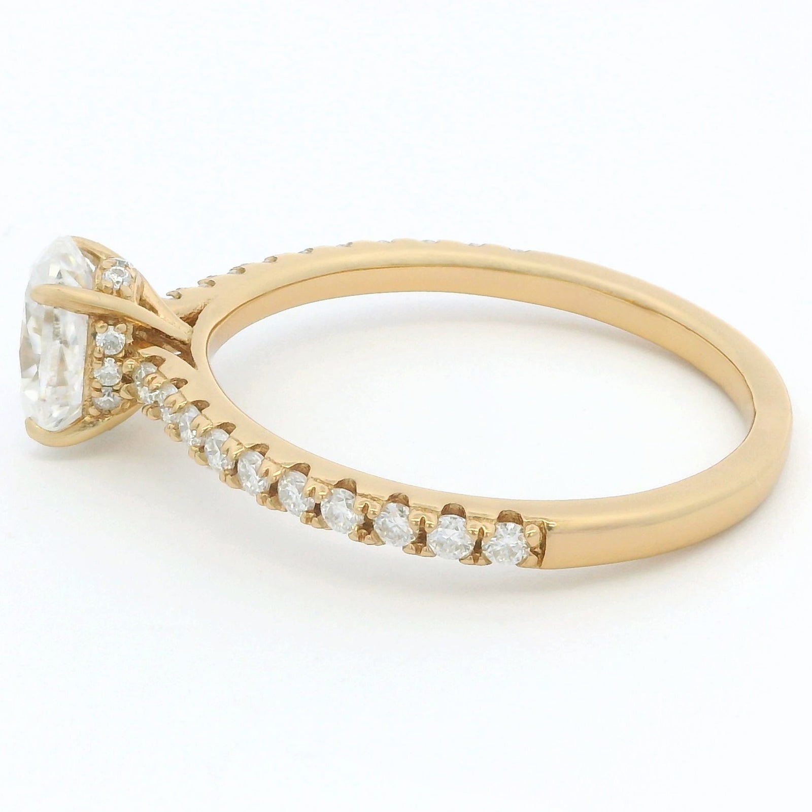 1ct Oval Moissanite Engagement Ring | 18K Gold Side Stone Dazzle Ring