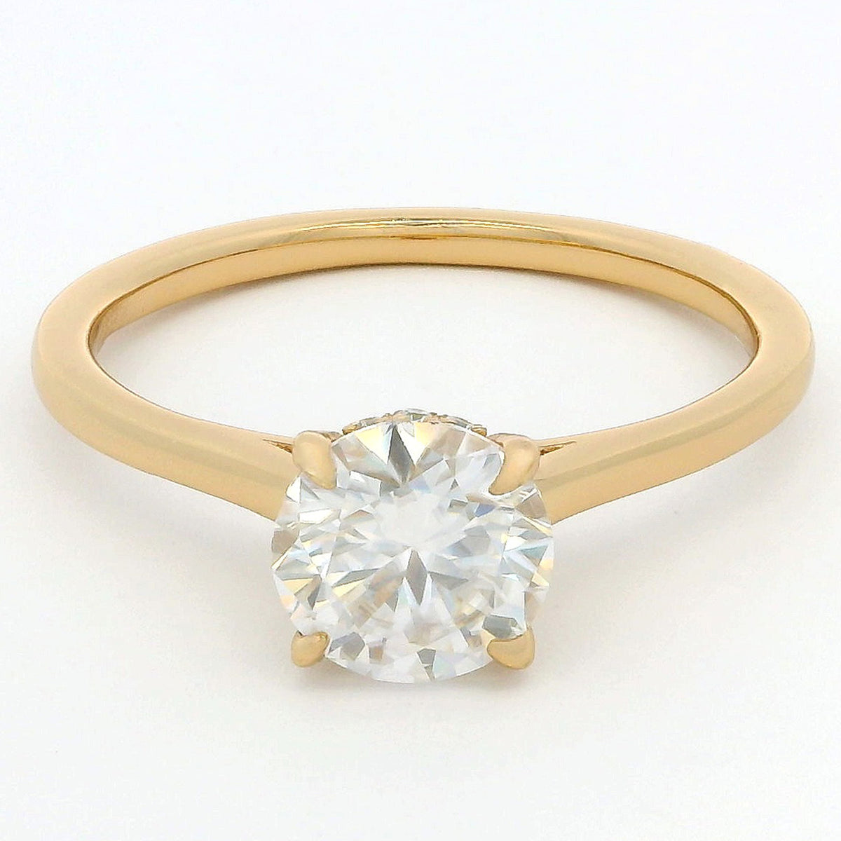 1ct Round Brilliant Moissanite Engagement Ring | 18K Gold Classic Dazzle Ring
