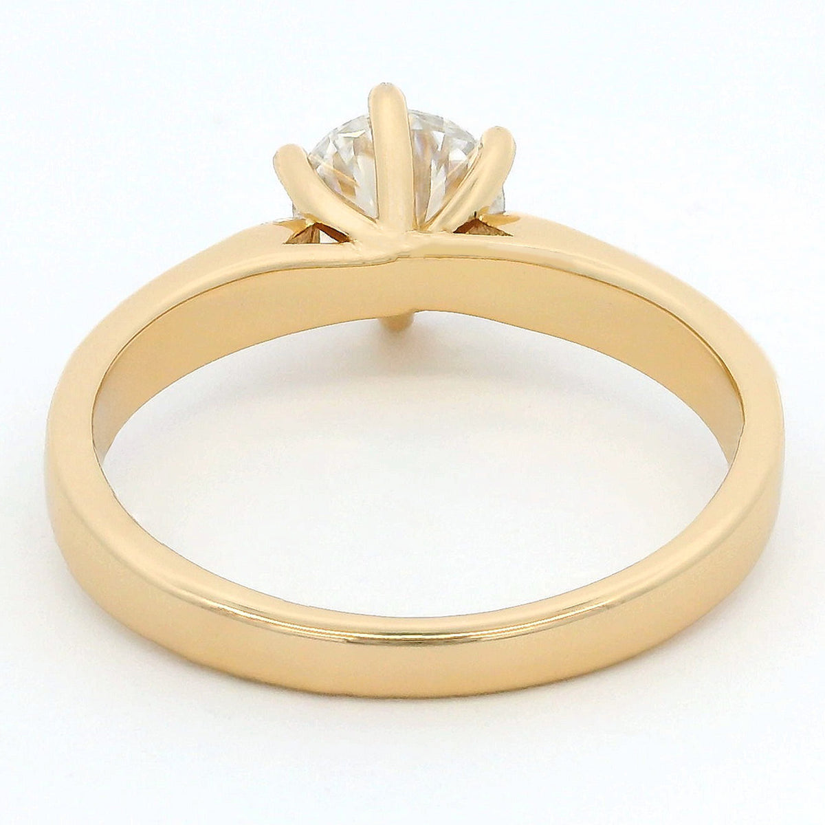 1ct Round Brilliant Moissanite Engagement Ring | 18K Gold Wide Dazzle Ring