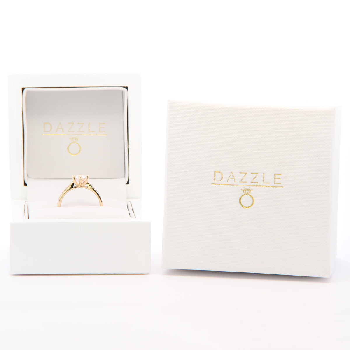 1ct Round Brilliant Moissanite Engagement Ring | 18K Gold Wide Dazzle Ring