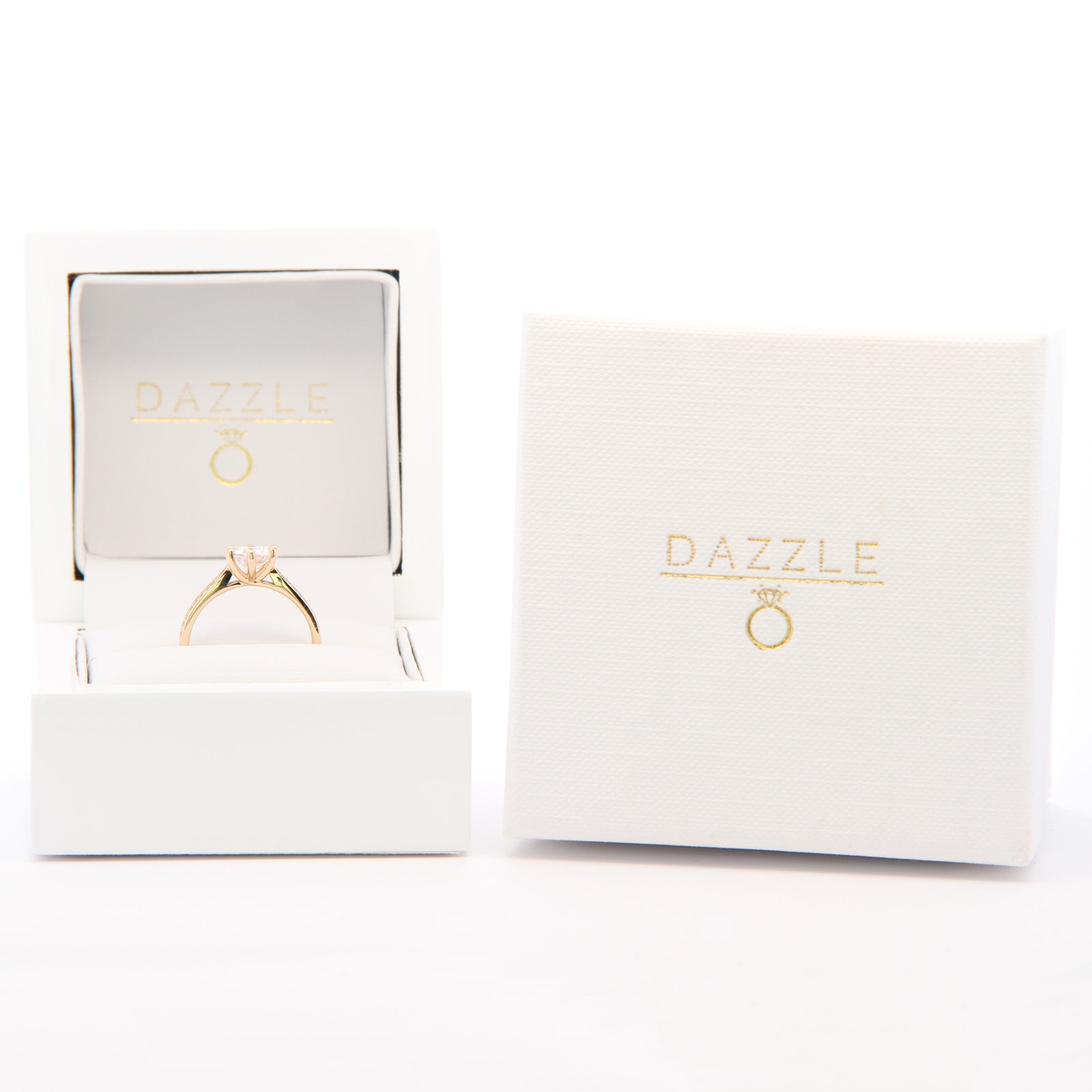 1ct Round Brilliant Moissanite Engagement Ring | 18K Gold Wide Dazzle Ring