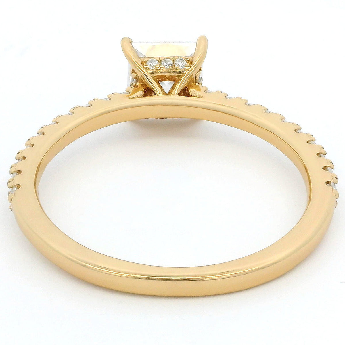 1ct Princess Cut Moissanite Engagement Ring | 18K Gold Side Stone Dazzle Ring