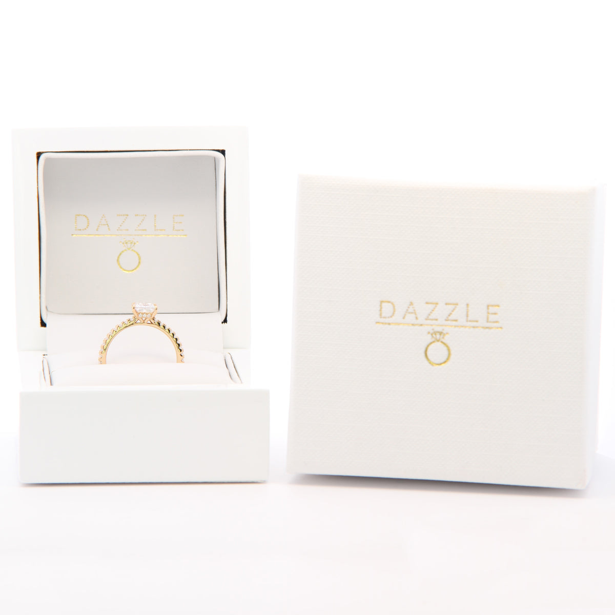 1ct Princess Cut Moissanite Engagement Ring | 18K Gold Side Stone Dazzle Ring
