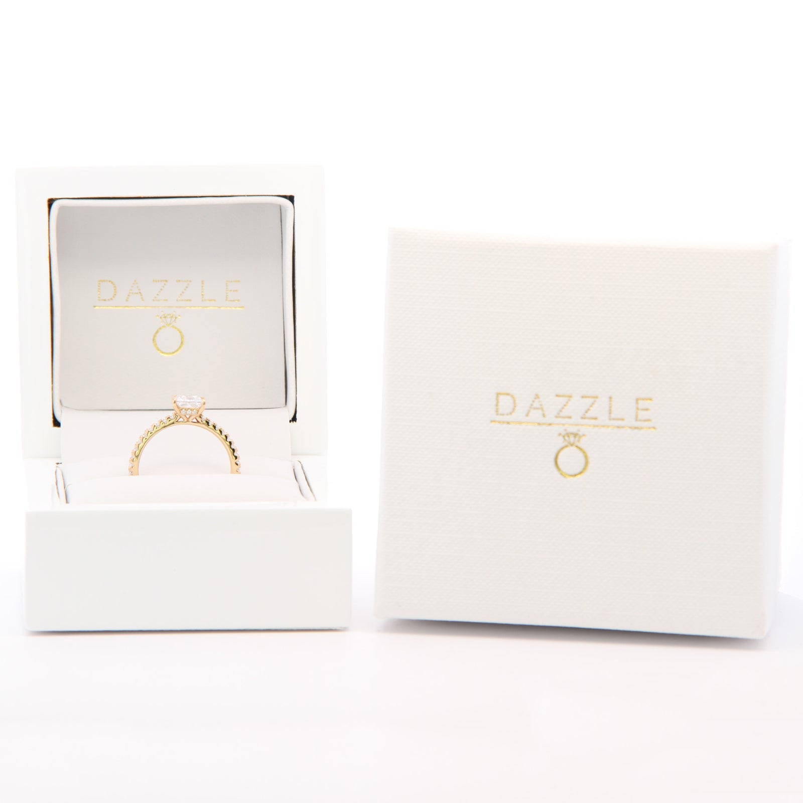 1ct Princess Cut Moissanite Engagement Ring | 18K Gold Side Stone Dazzle Ring