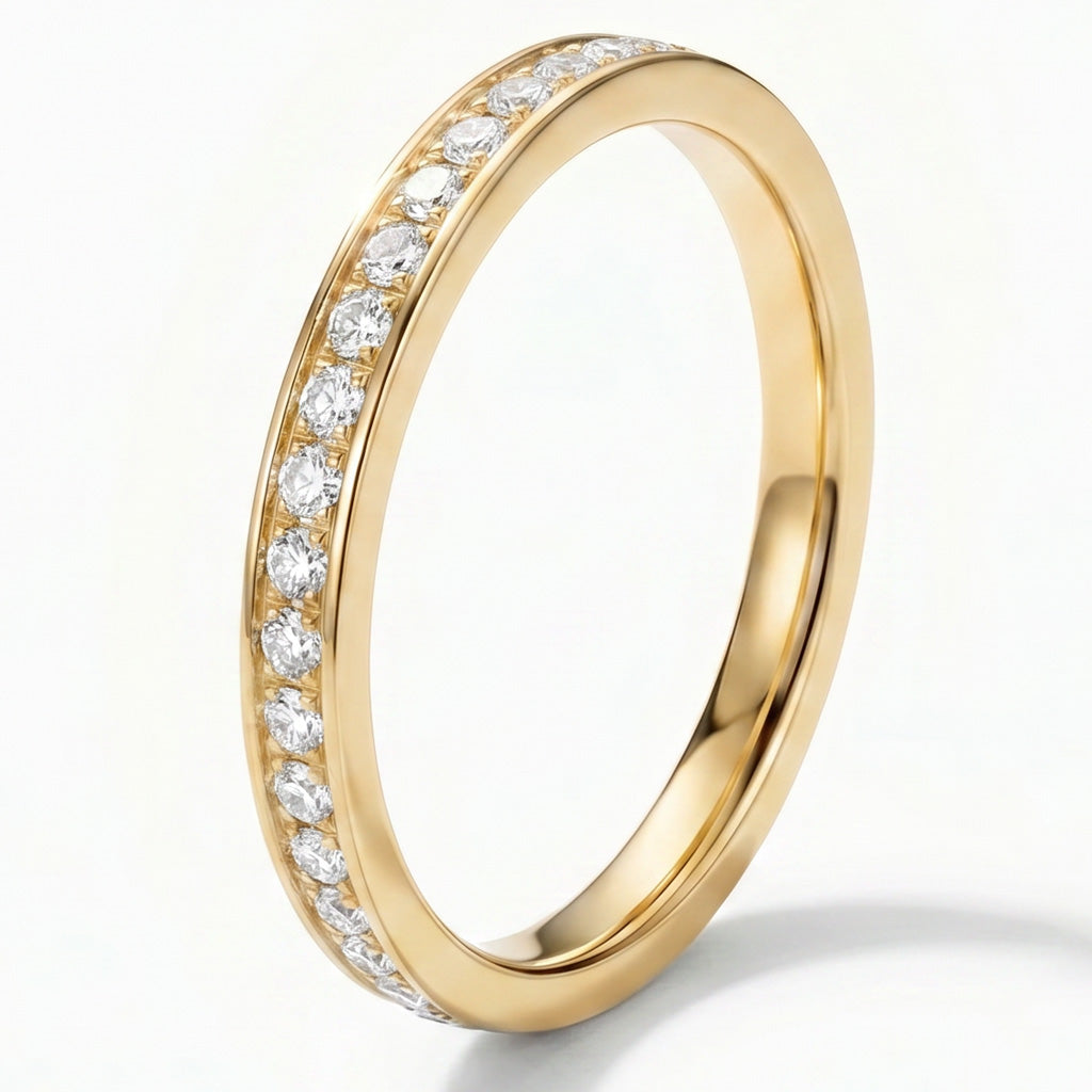 2mm Full Glitz Eternity Ring Cubic Zirconia Stacking Ring