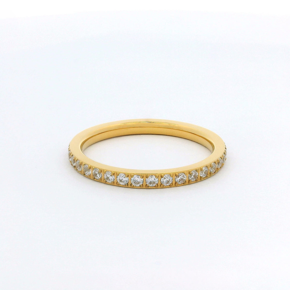2mm Gold Full Glitz Eternity Ring | Cubic Zirconia Stacking Ring