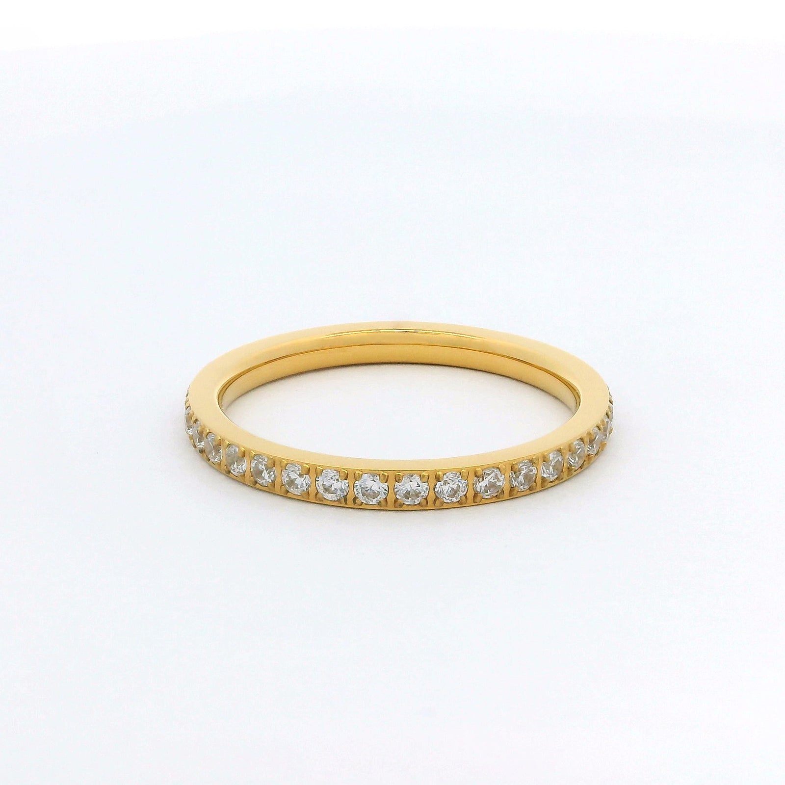 2mm Gold Full Glitz Eternity Ring | Cubic Zirconia Stacking Ring