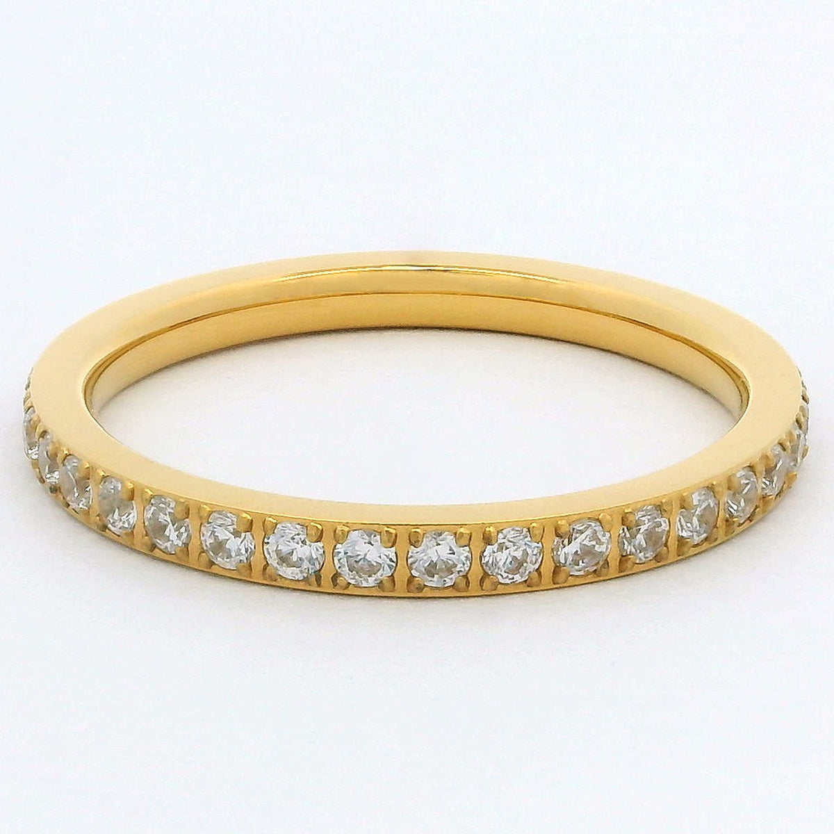 2mm Gold Full Glitz Eternity Ring | Cubic Zirconia Stacking Ring