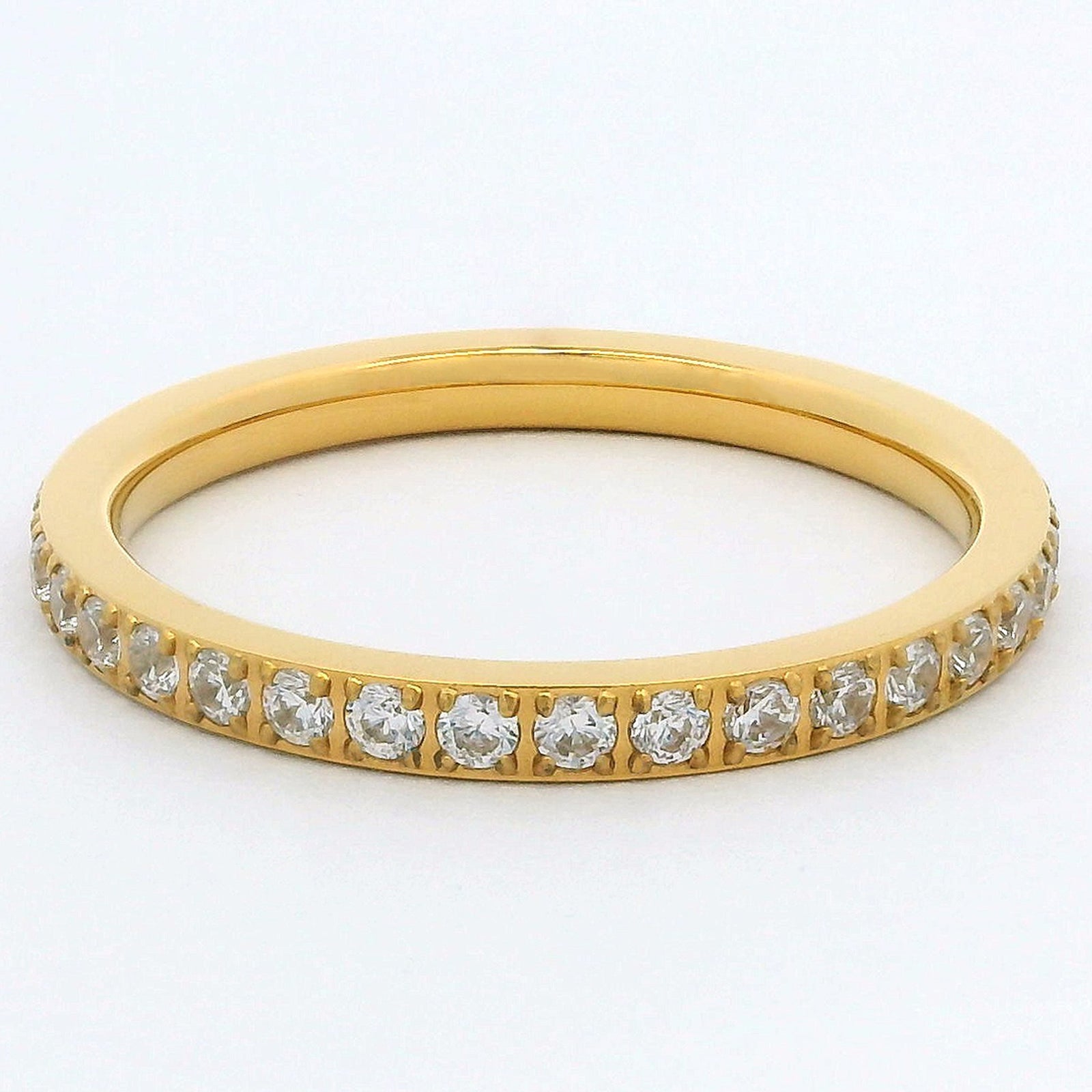 2mm Gold Full Glitz Eternity Ring | Cubic Zirconia Stacking Ring