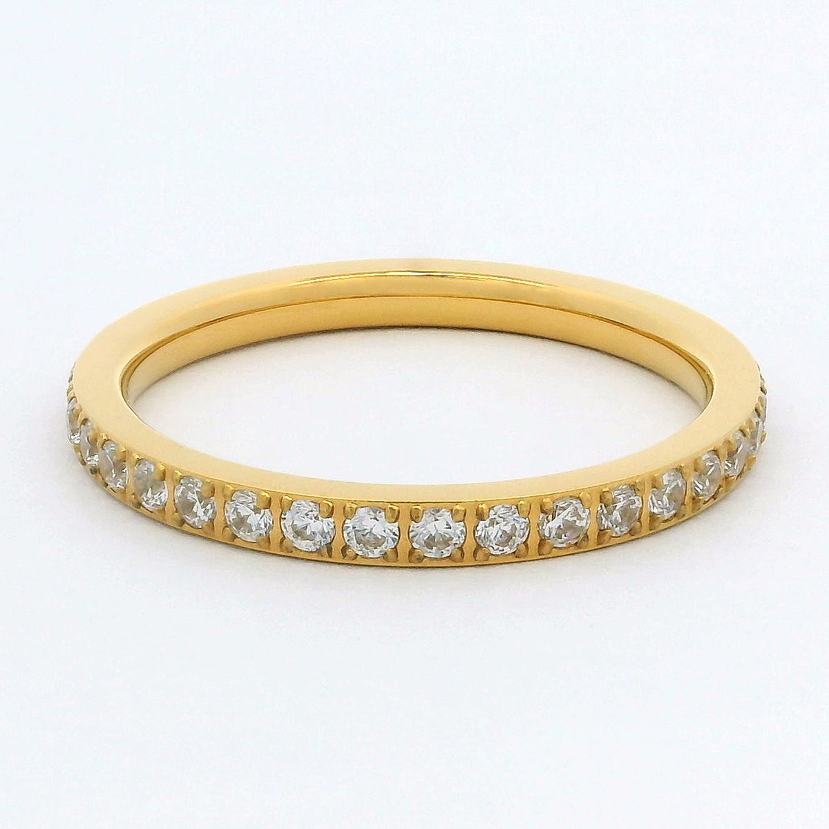 2mm Gold Full Glitz Eternity Ring | Cubic Zirconia Stacking Ring