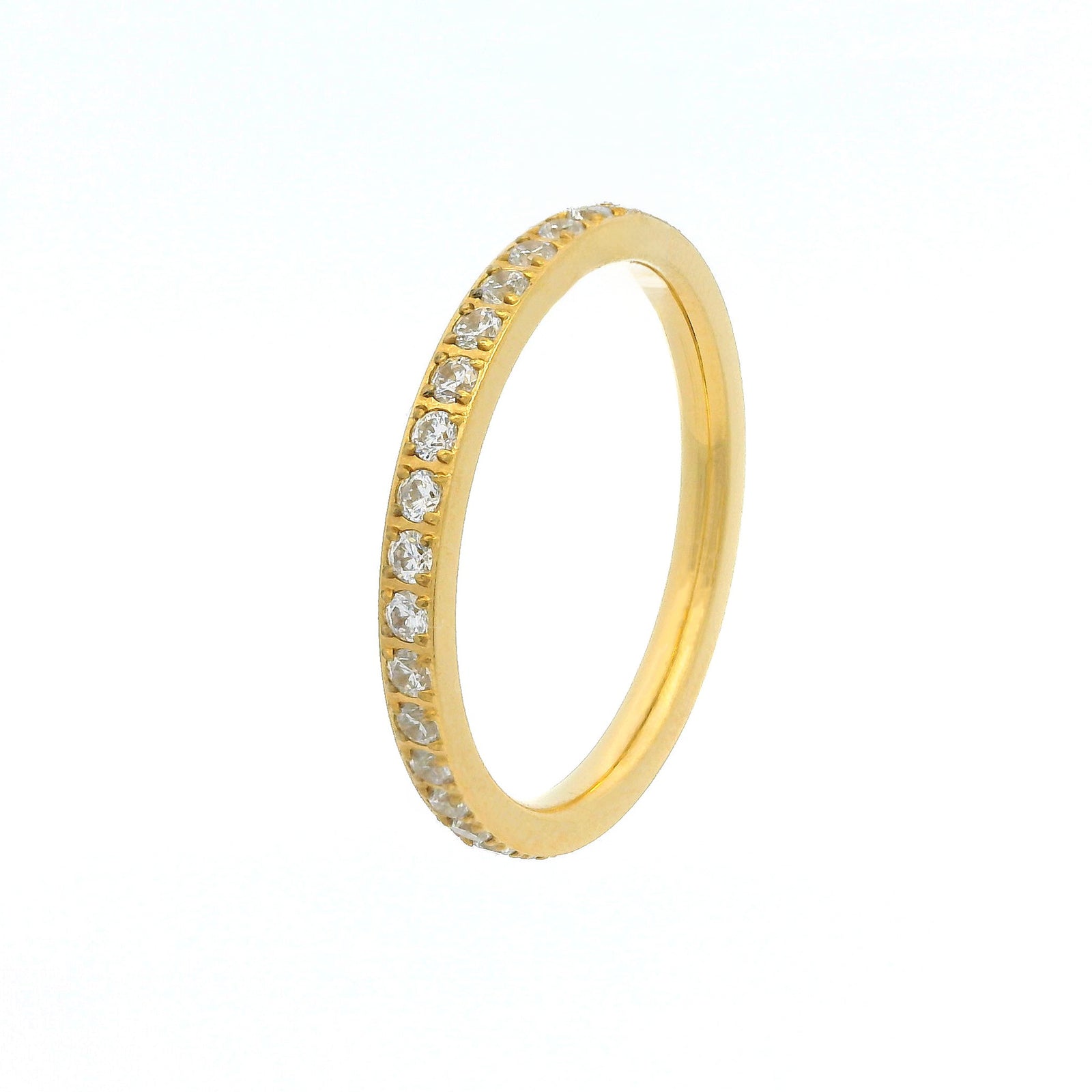 2mm Gold Full Glitz Eternity Ring | Cubic Zirconia Stacking Ring
