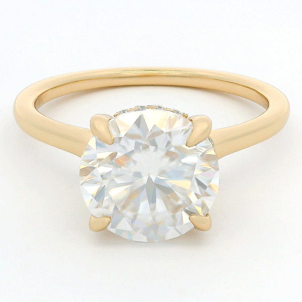3ct Round Brilliant Moissanite Engagement Ring | 18K Gold Classic Dazzle Ring