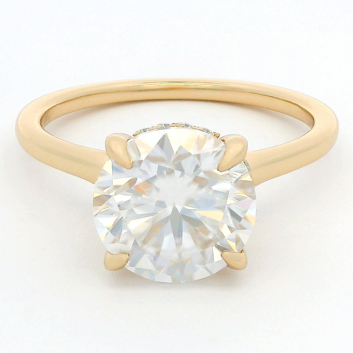 3ct Round Brilliant Moissanite Engagement Ring | 18K Gold Classic Dazzle Ring