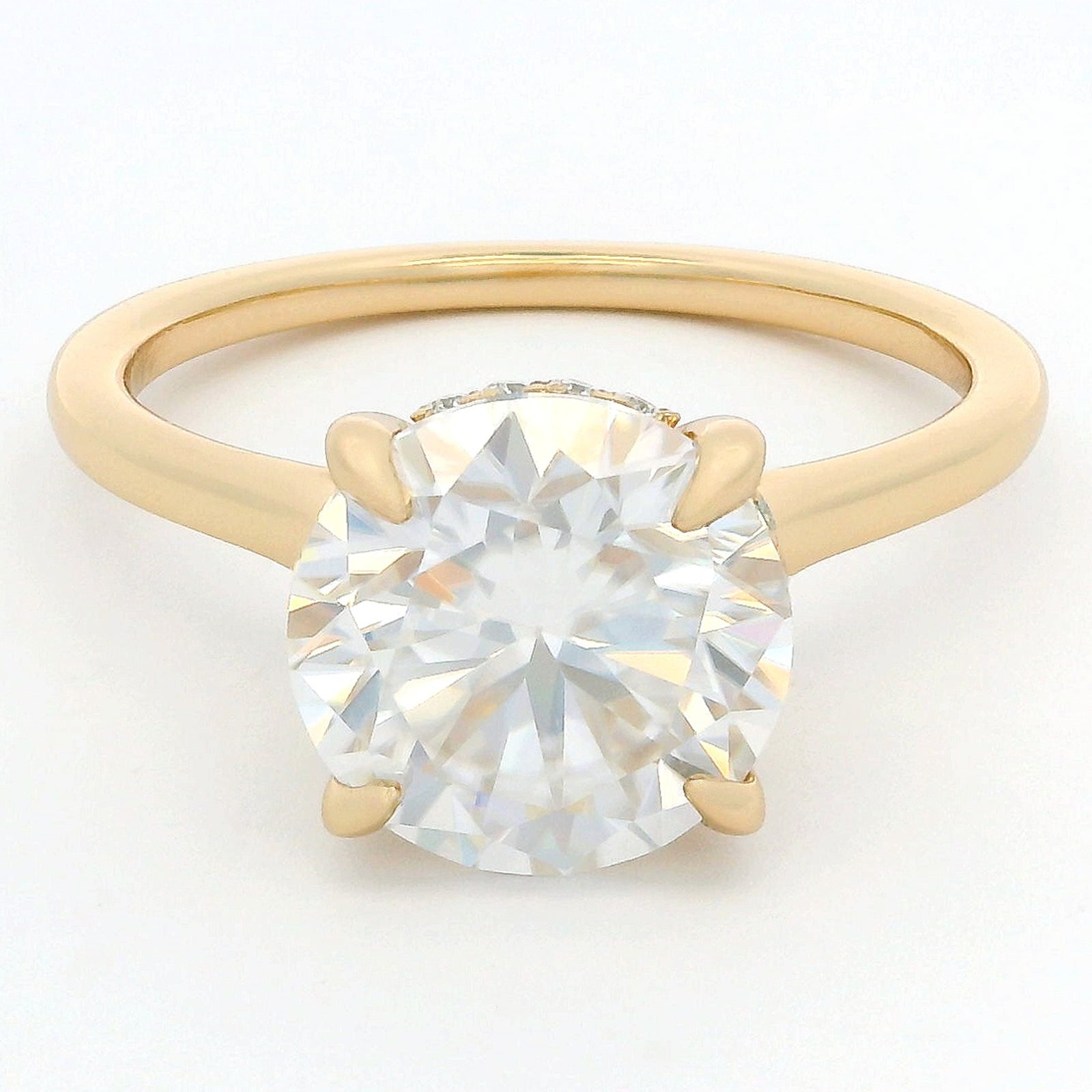 3ct Round Brilliant Moissanite Engagement Ring | 18K Gold Classic Dazzle Ring