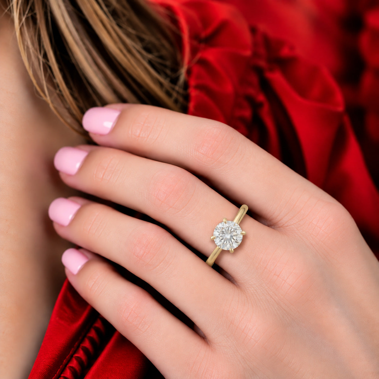 3ct Round Brilliant Moissanite Engagement Ring | 18K Gold Classic Dazzle Ring