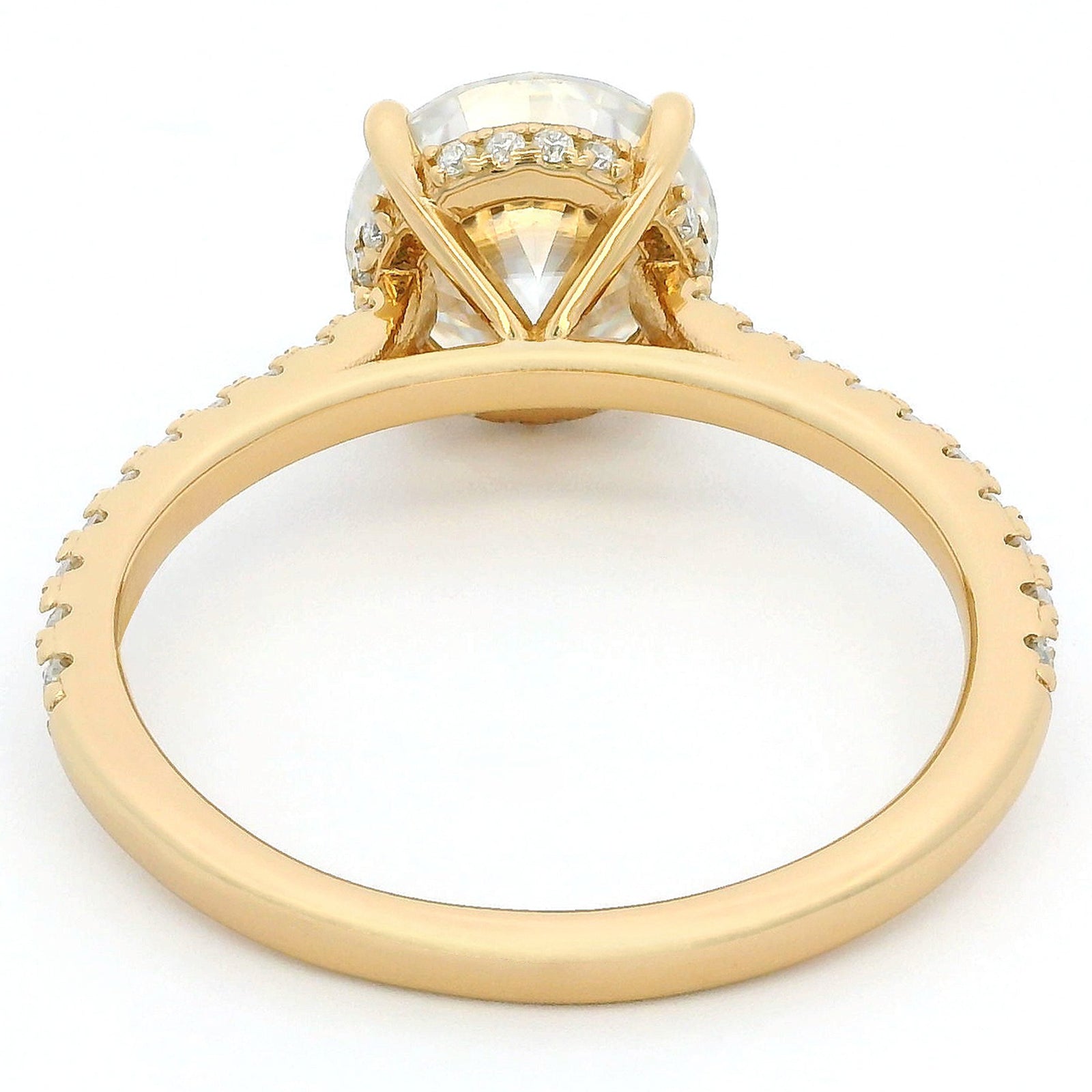 3ct Round Brilliant Moissanite Engagement Ring | 18K Gold Side Stone Dazzle Ring