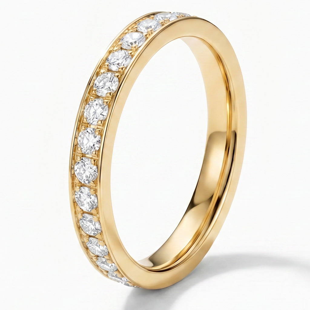 3mm Full Glitz Eternity Ring Cubic Zirconia Stacking Ring
