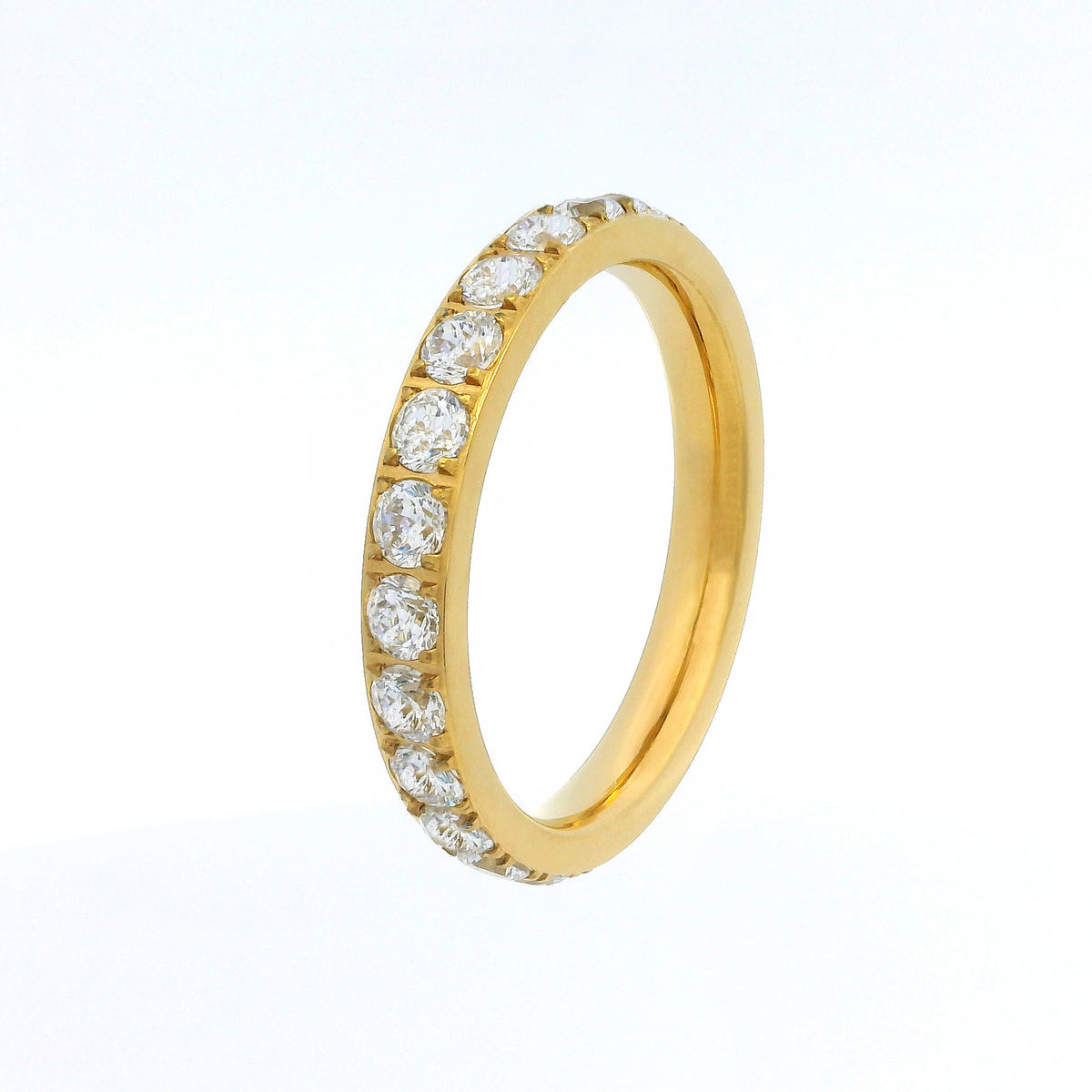 3mm Gold Full Glitz Eternity Ring | Cubic Zirconia Stacking Ring