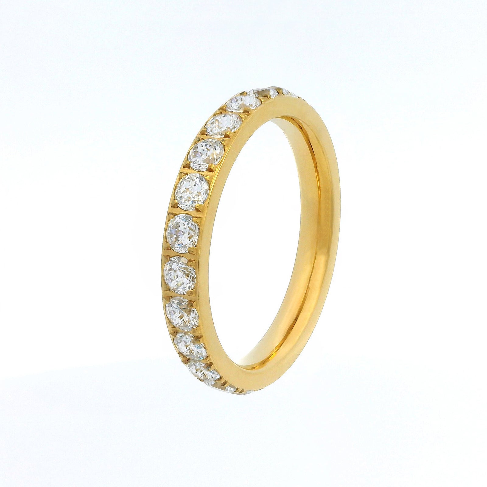 3mm Gold Full Glitz Eternity Ring | Cubic Zirconia Stacking Ring