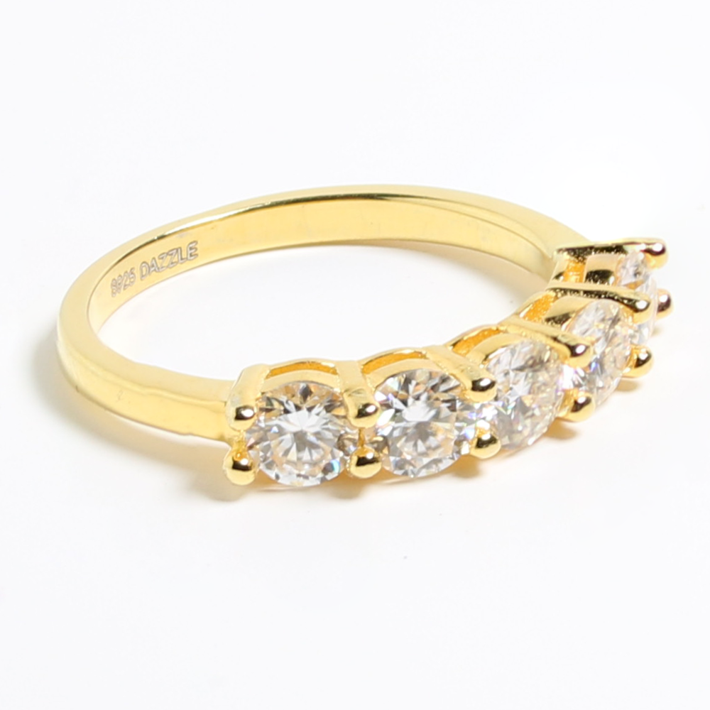 Gold 1.5ct Moissanite 5 Stone Dazzle Ring