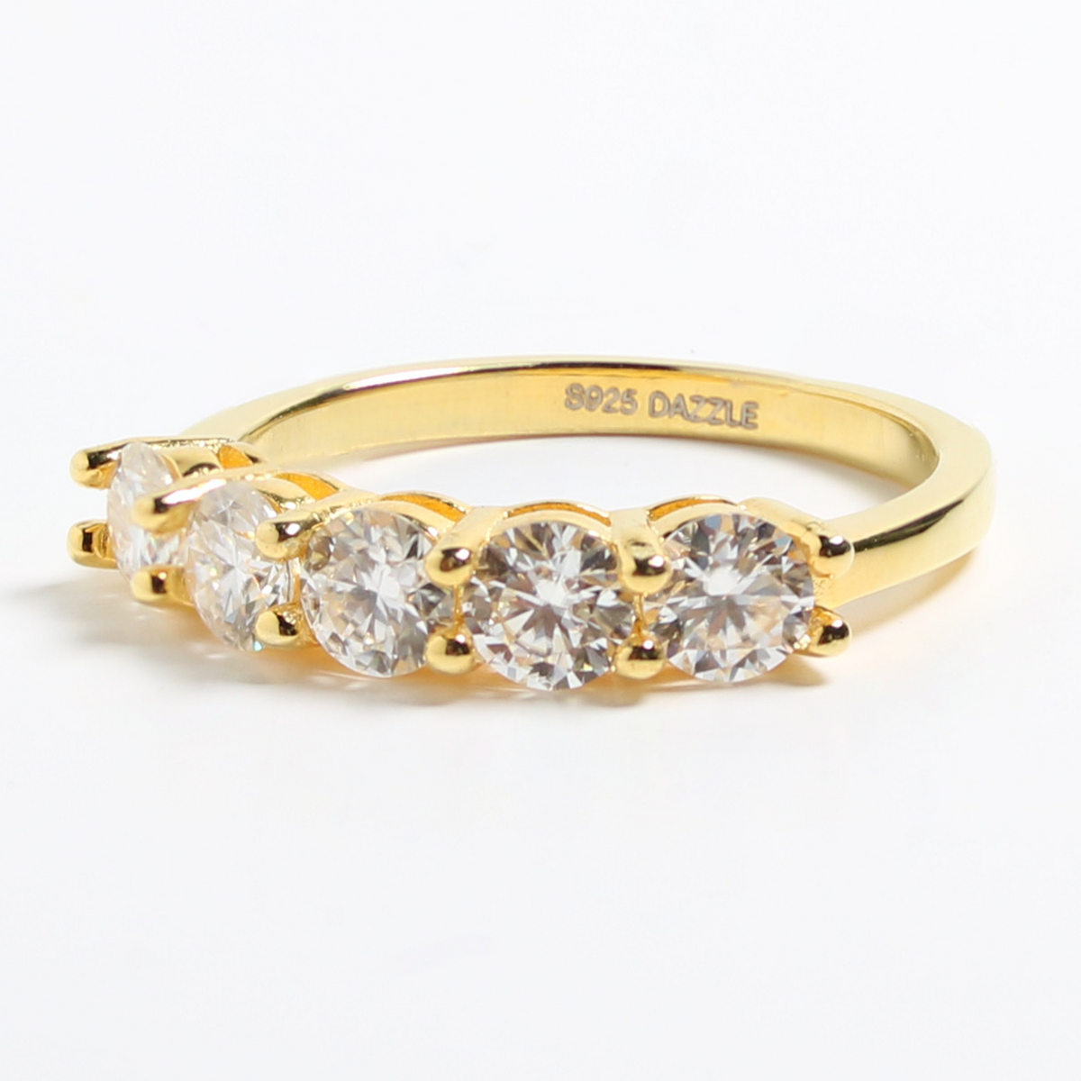Gold 1.5ct Moissanite 5 Stone Dazzle Ring