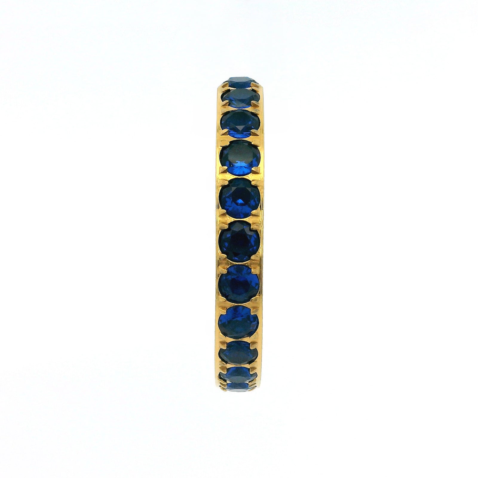 3mm Gold Full Glitz Eternity Ring | Blue Cubic Zirconia Stacking Ring