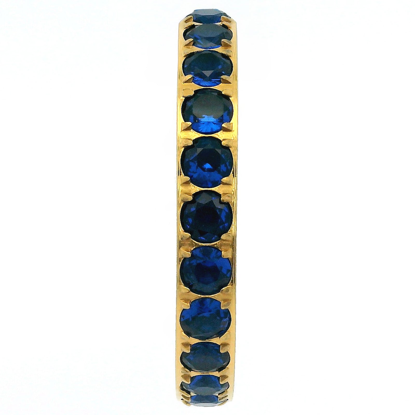 3mm Gold Full Glitz Eternity Ring | Blue Cubic Zirconia Stacking Ring