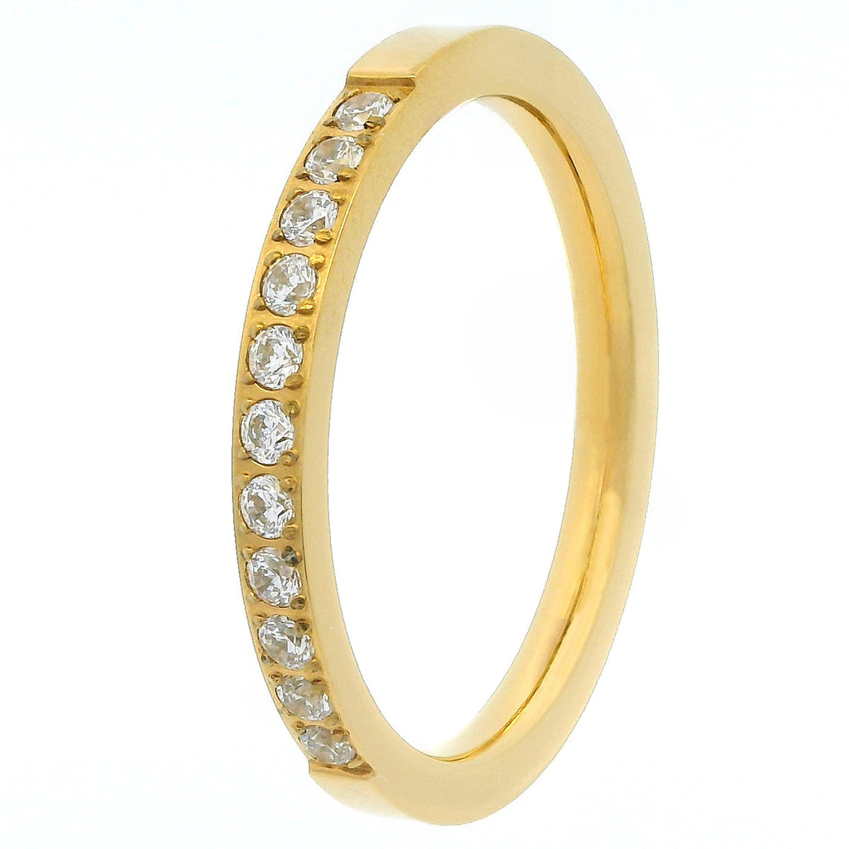 2mm Gold Half Glitz Eternity Ring | Cubic Zirconia Stacking Ring