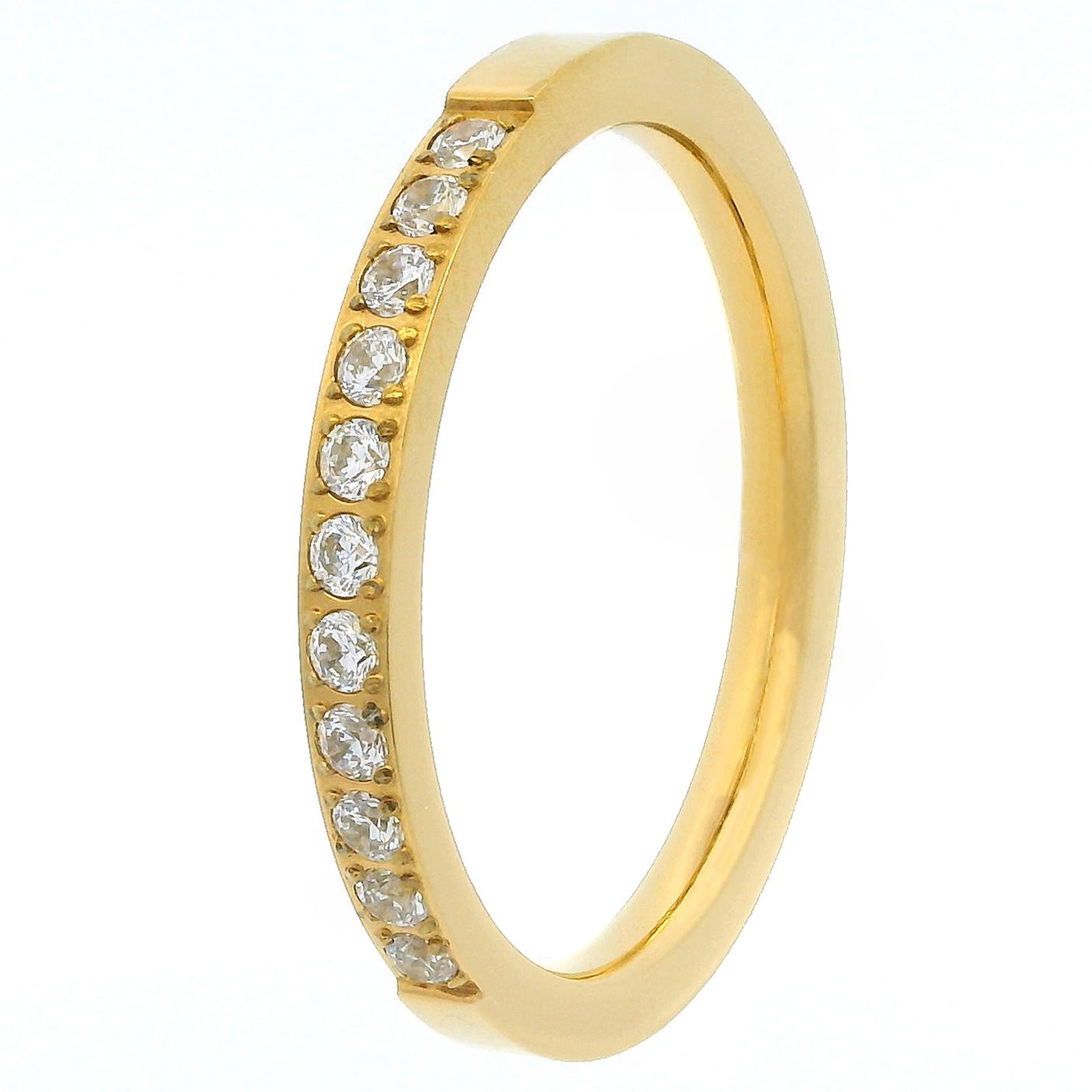 2mm Gold Half Glitz Eternity Ring | Cubic Zirconia Stacking Ring