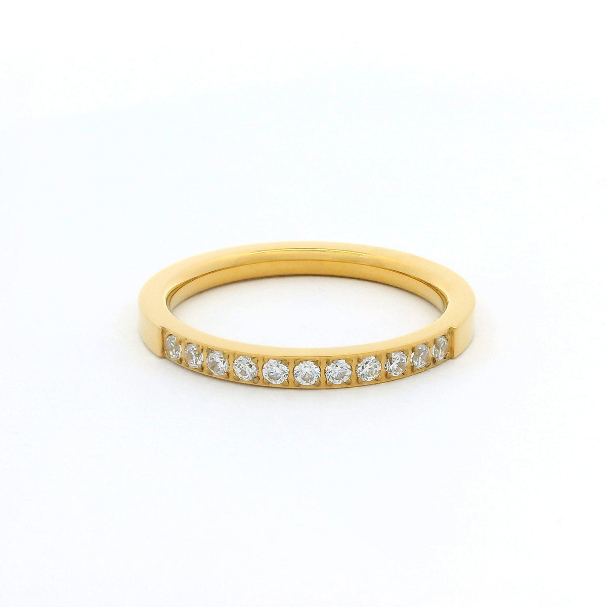 2mm Gold Half Glitz Eternity Ring | Cubic Zirconia Stacking Ring