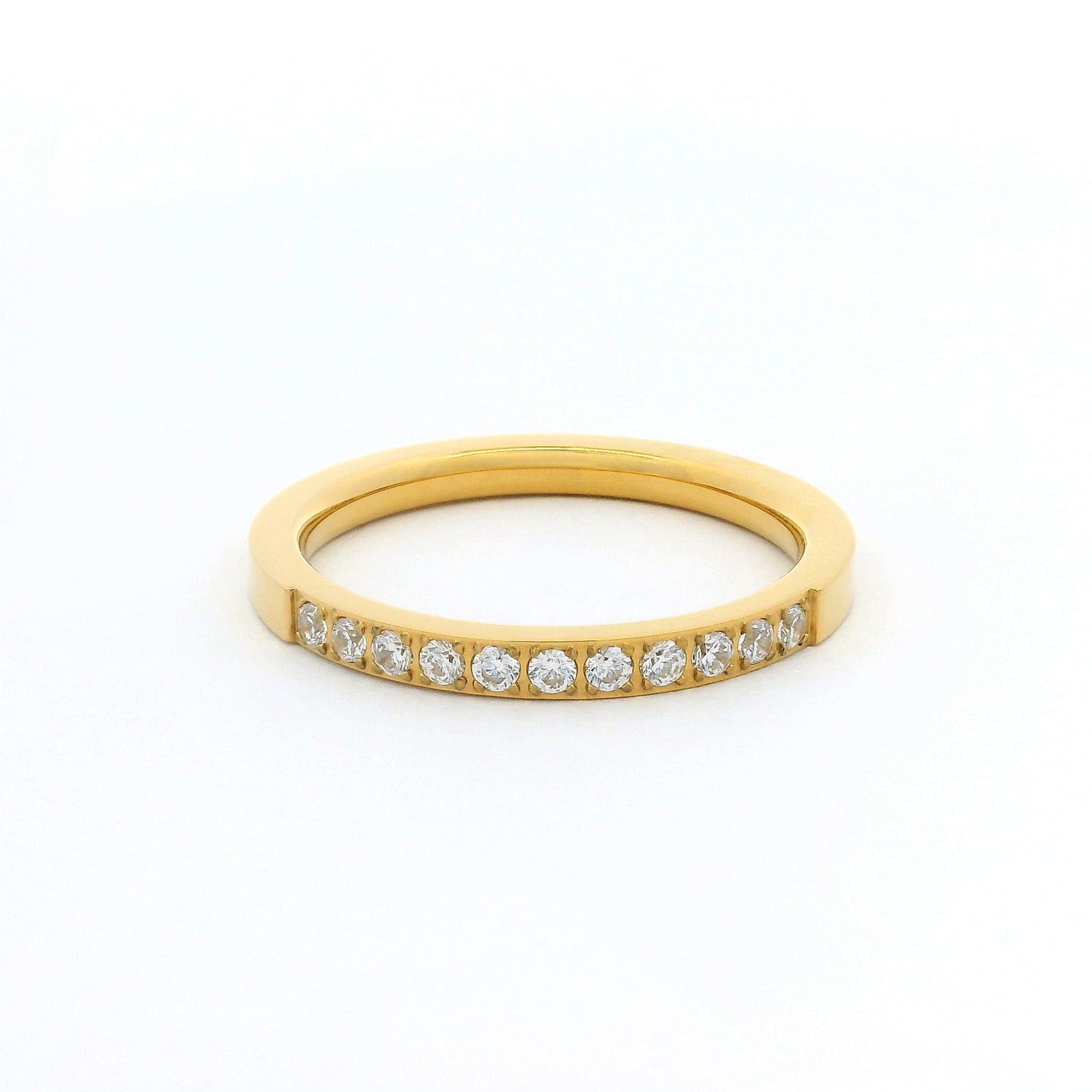 2mm Gold Half Glitz Eternity Ring | Cubic Zirconia Stacking Ring
