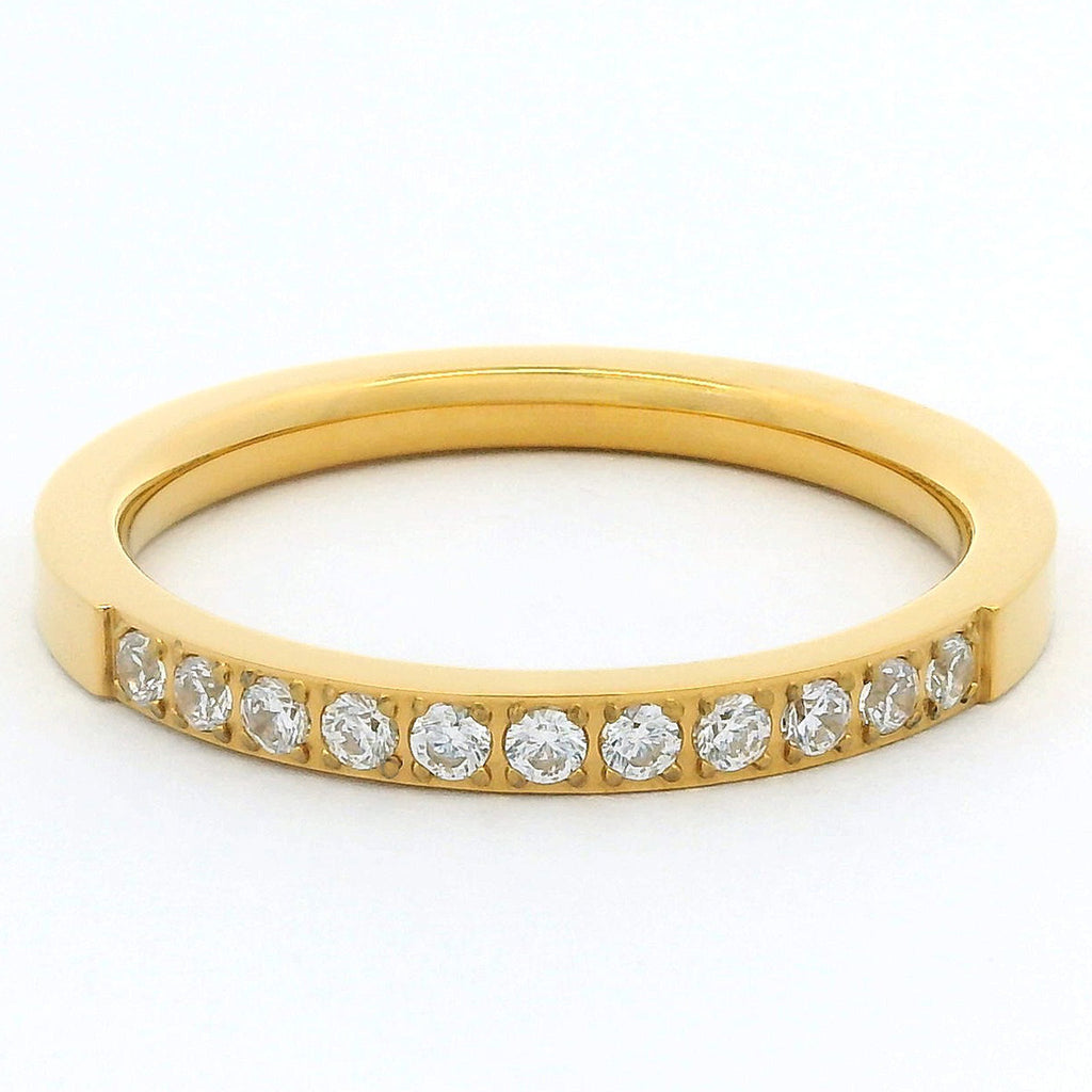 2mm Half Glitz Eternity Ring Cubic Zirconia Stacking Ring