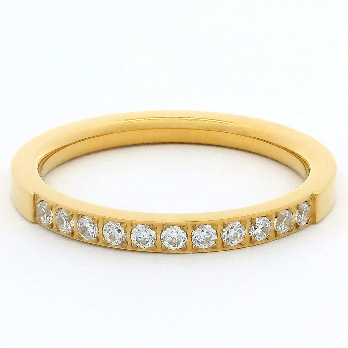 2mm Gold Half Glitz Eternity Ring | Cubic Zirconia Stacking Ring